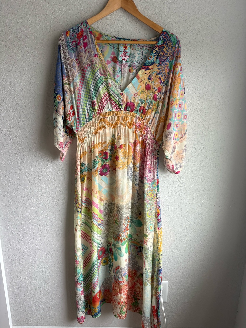 Johnny Was Multicolor Floral Patchwork Maxi Dress - Cream Base